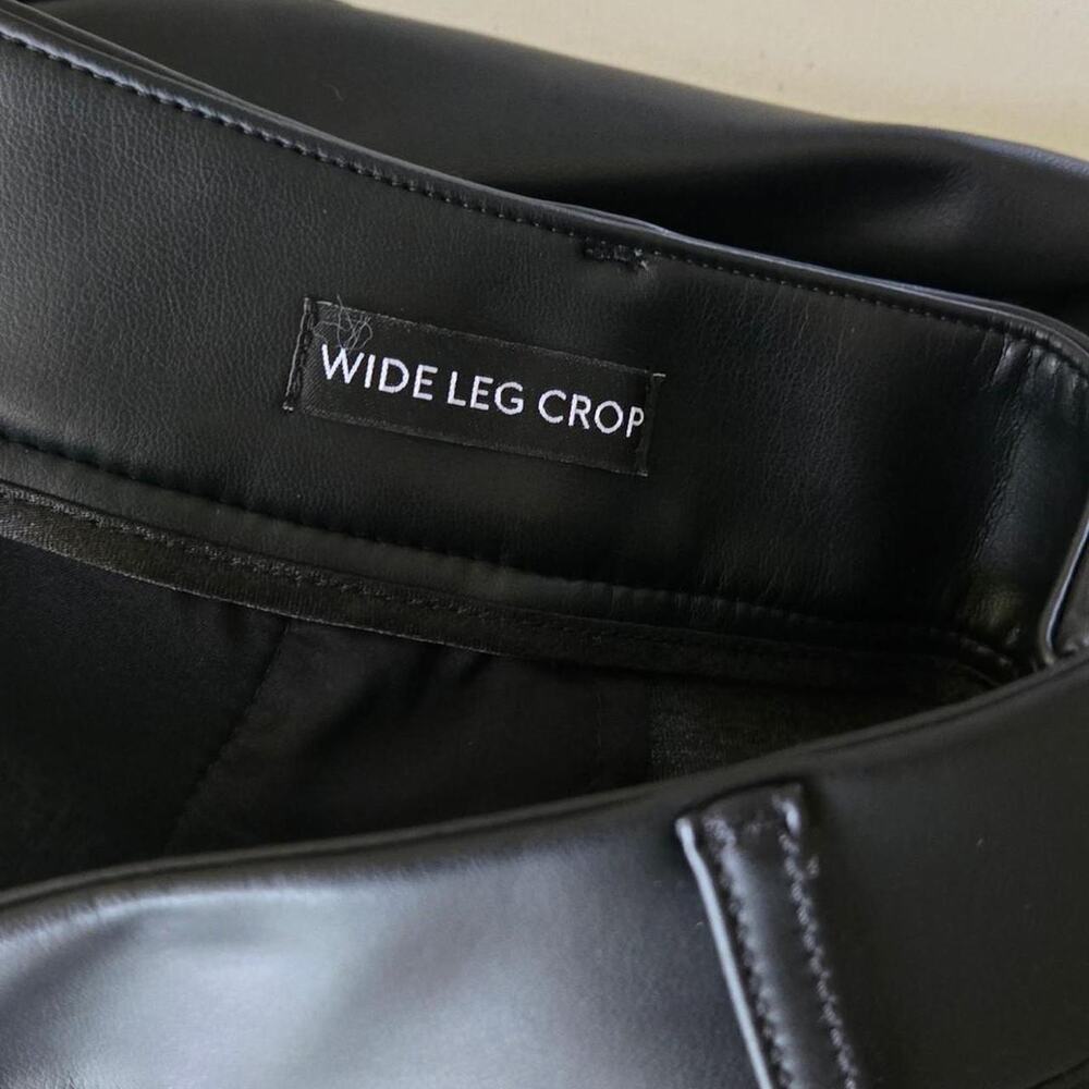 new whbm Black faux leather wide leg pants 4 - Picture 5 of 7